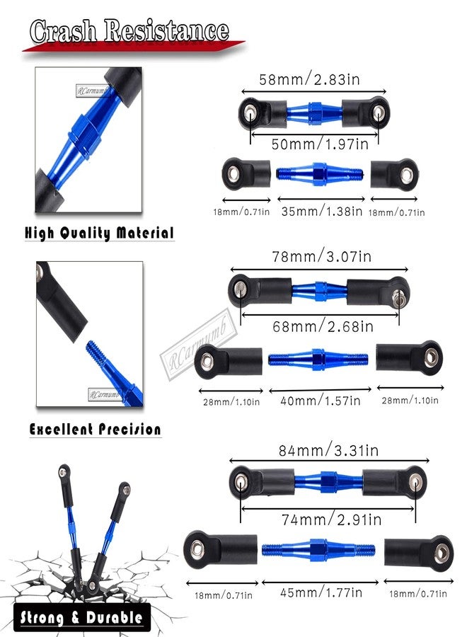 Rcarmumb RC Upgrades Part for 1/10 Rustler Stampede 2wd (VXL),Alloy Steering Blocks Caster Blocks C-Hubs Stub Axle Carriers,Suspension Arm,Shock Tower,Turnbuckles Link,Steering Bellcranks,Navy Blue - Image 4